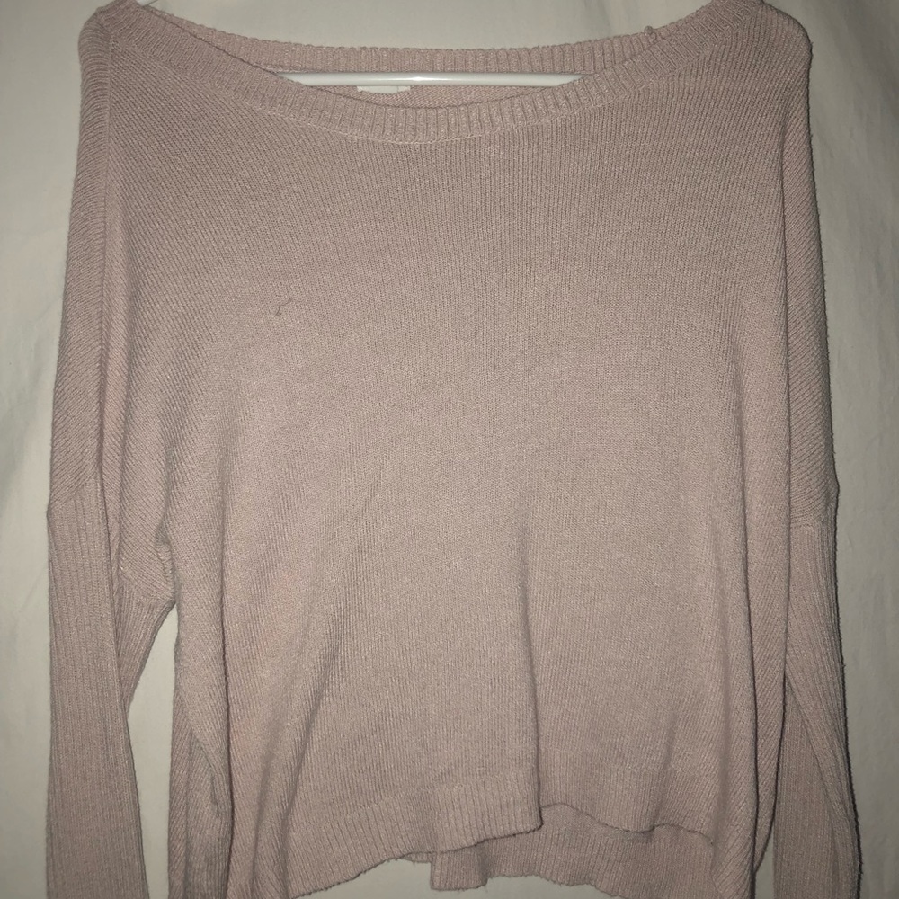 Slouchy pink cropped sweater